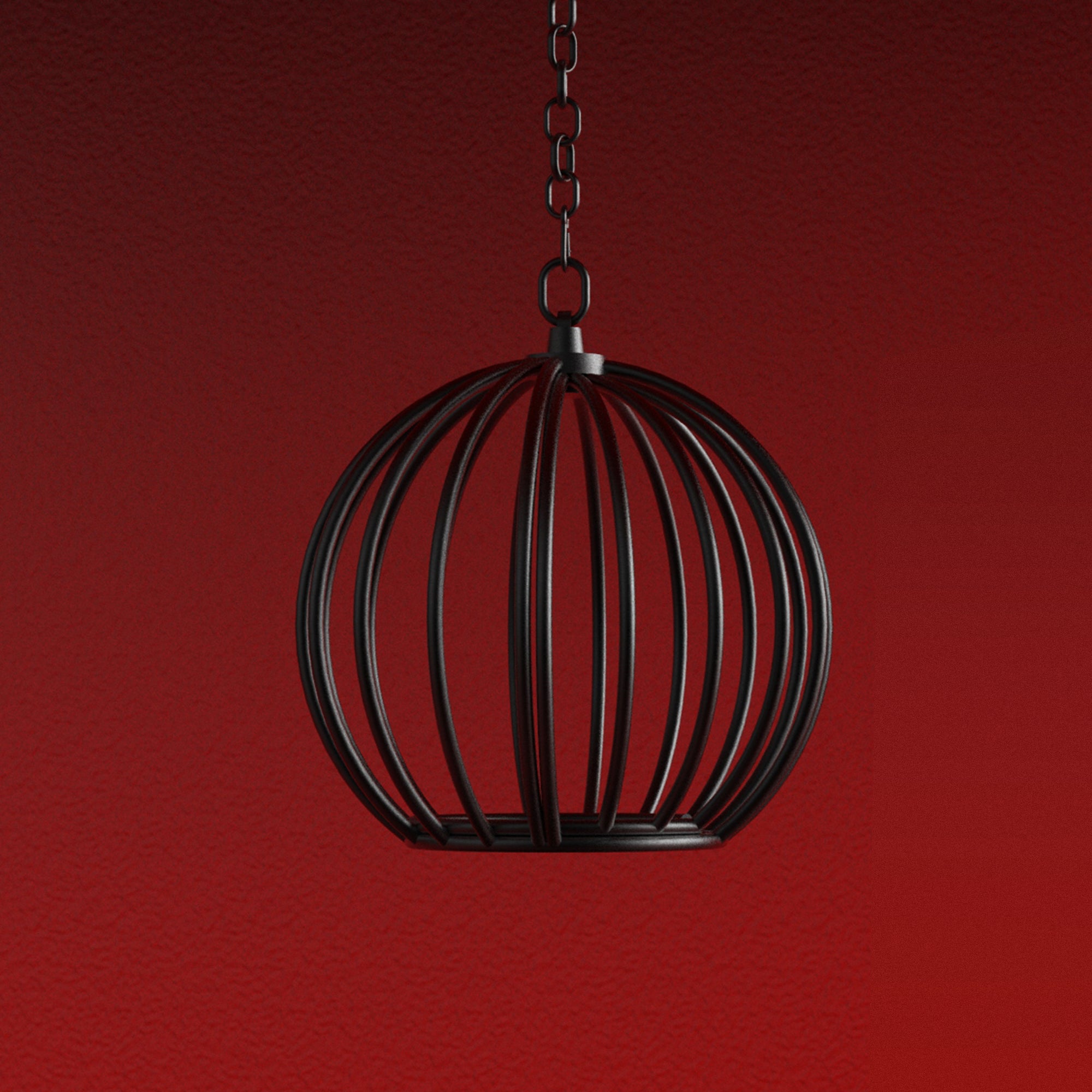 Black steel suspension cage for bondage and BDSM restraint play
