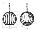 Black metal hanging cage with dimensions