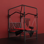 Professional grade BDSM restraint bed with multi position adjustability and heavy duty steel frame