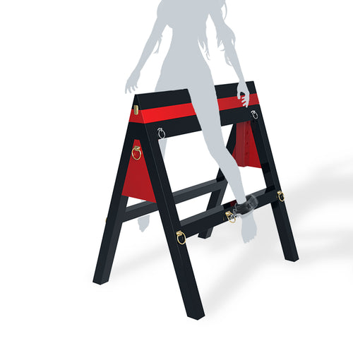 Authentic historical restraint apparatus showing premium solid wood construction and traditional joinery