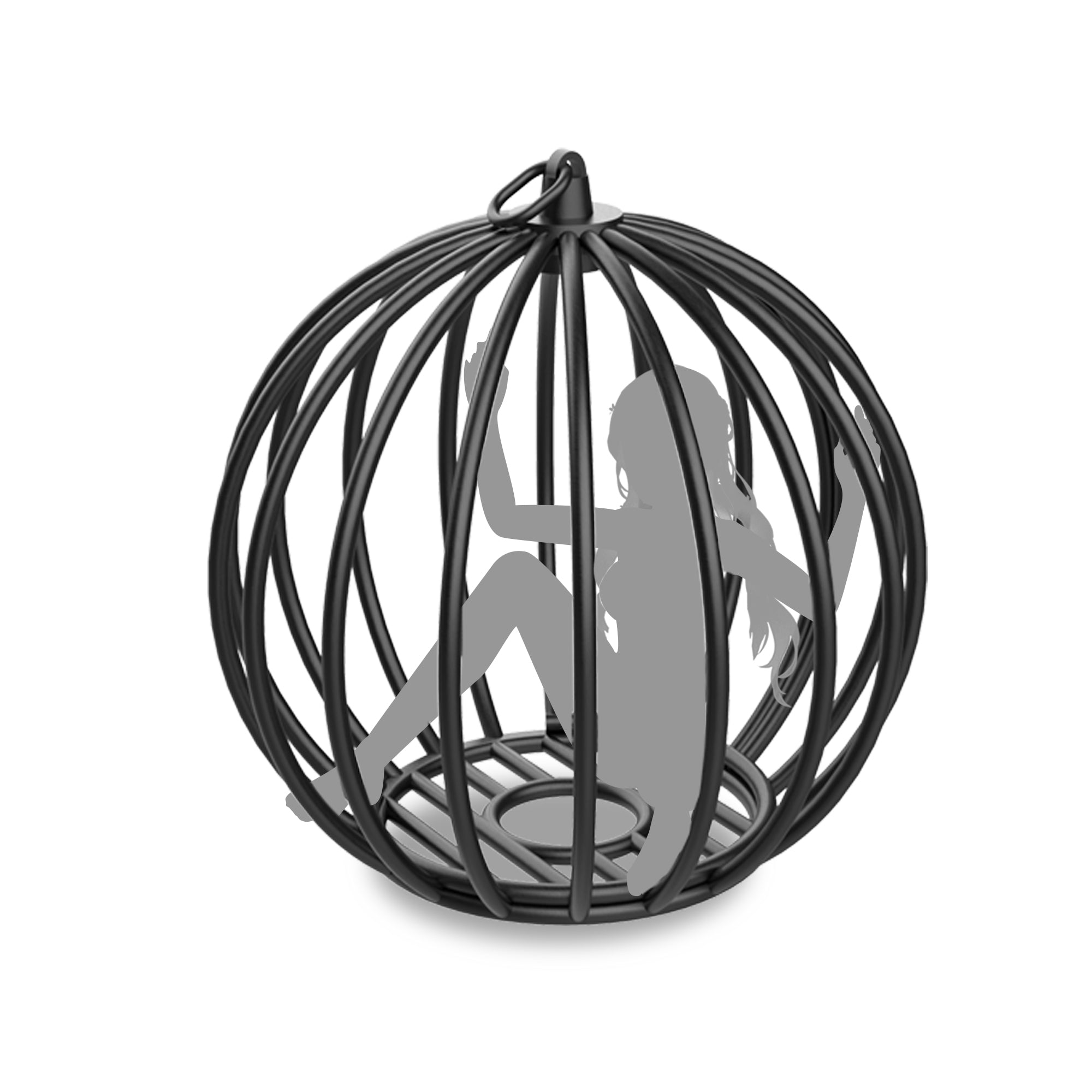 Black steel suspension cage for bondage and BDSM restraint play