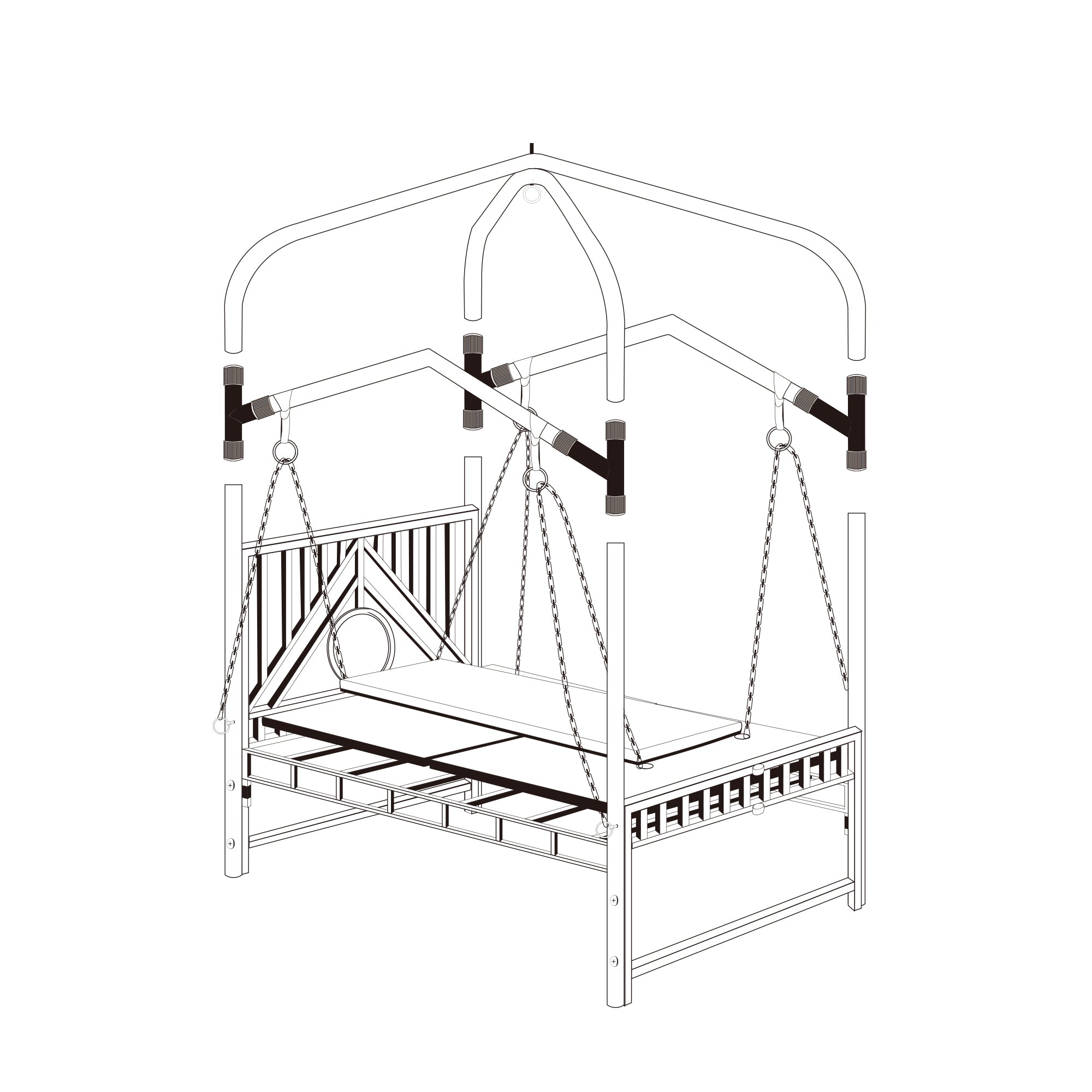 Multi position bondage furniture with adjustable restraint mechanisms and professional grade hardware